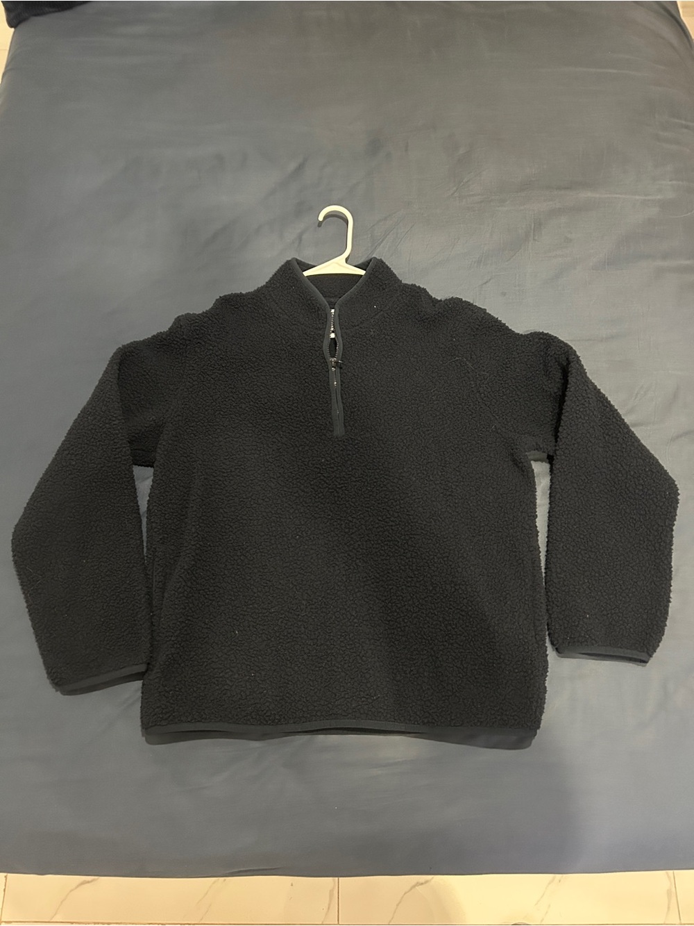 Old Navy Black Sherpa Quarter-Zip Pullover
